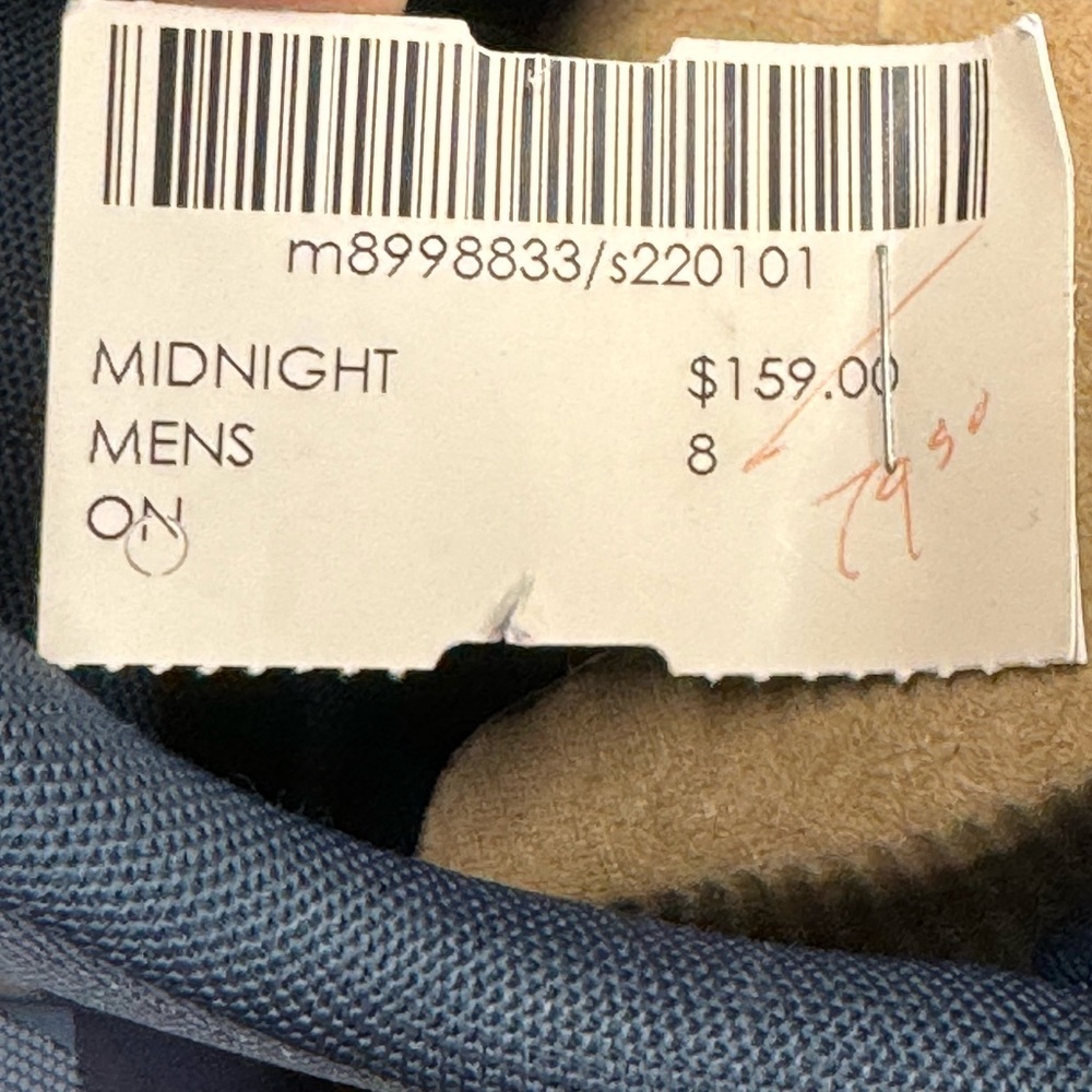 On Cloud men’s navy sneakers.